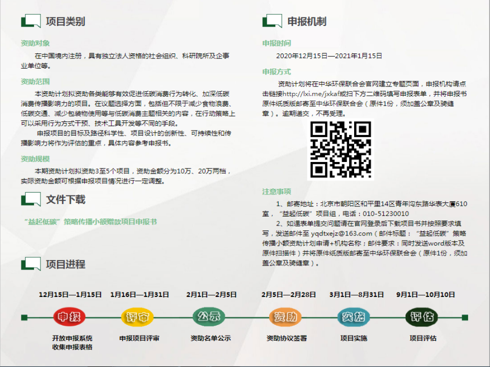 “益起低碳”策略传播小额资助项目概况及申报要点