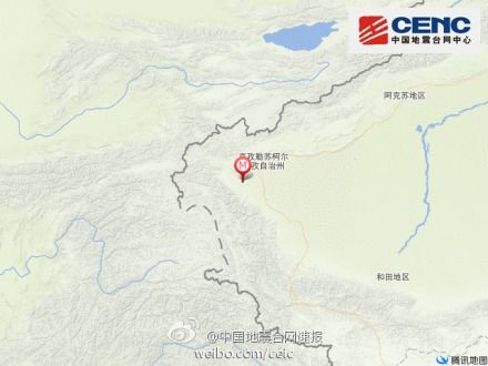 新疆阿克陶县发生3.2级地震震源深度5千米